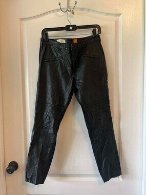 Pilcro Women's Pants Faux Leather Moto Black size 31 Petite